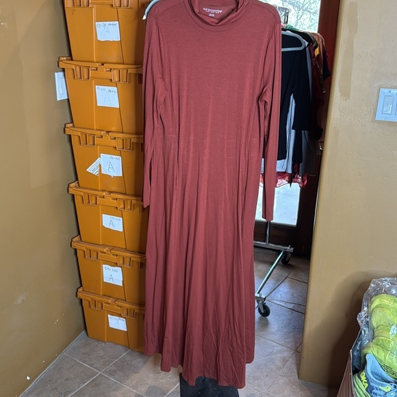 Soft Surroundings Jackie Knit Maxi Dress Henna Brown Turtleneck Size Large Tall - Picture 6 of 10